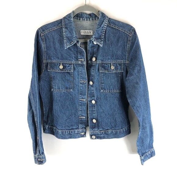 Cassis Womens Denim Jacket Vintage Retro Trucker Dark Wash Cotton 38 US M - Picture 1 of 5